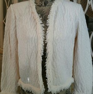 St. John Santana Knit Fringe Texured Blazer Jacket